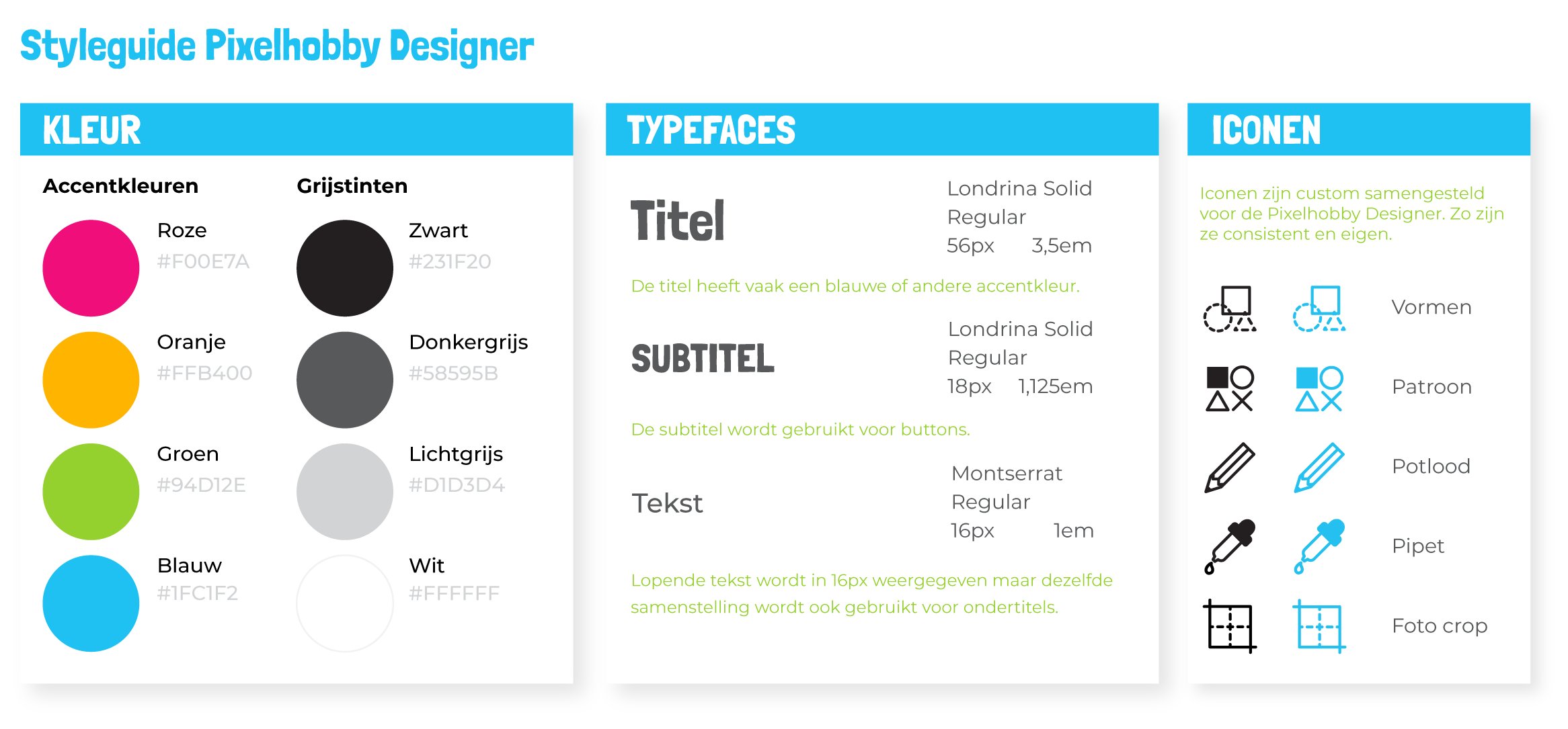 Styleguide Pixelhobby Designer