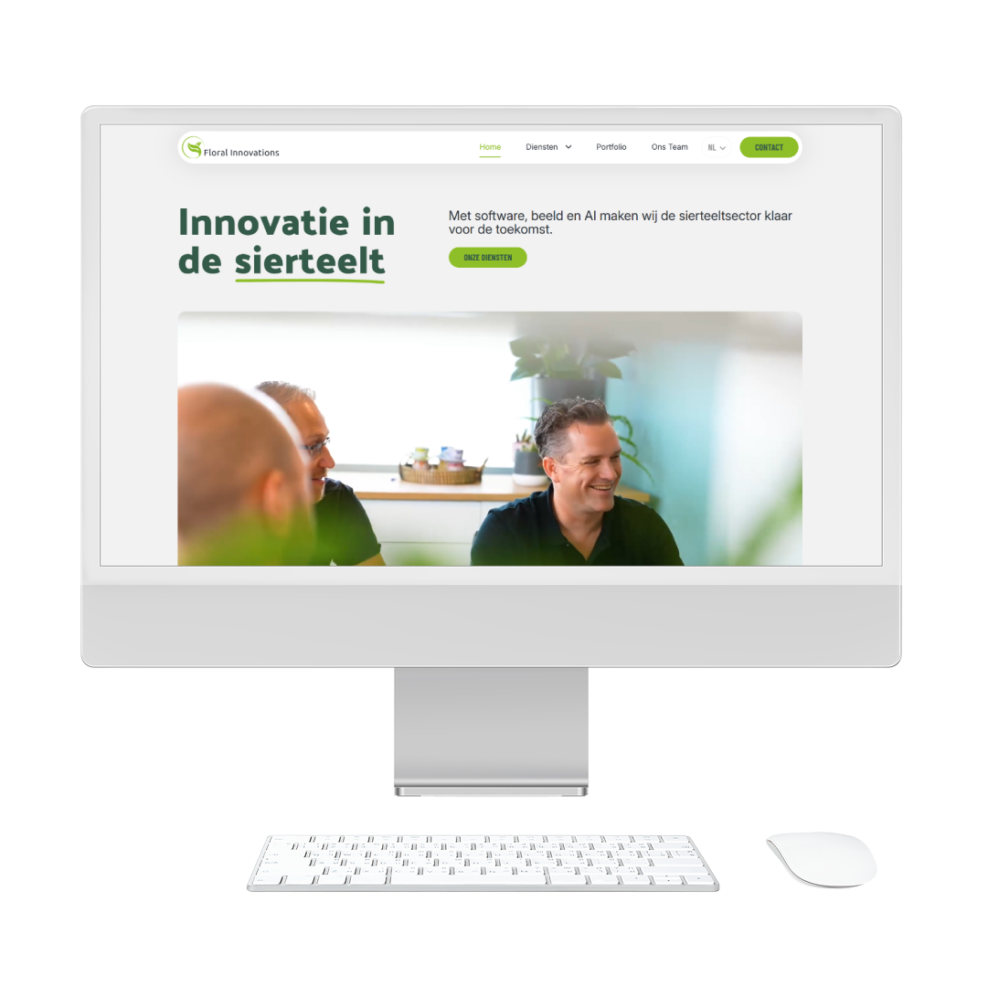 Floral Innovations Website op een iMac scherm